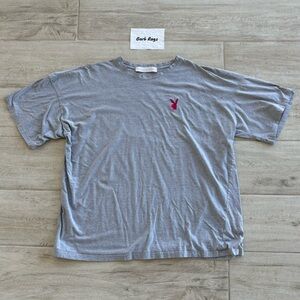 Playboy X Missguided Men's T Shirt XL - XXL Gray Oversized "Pursuit of Pleasure"